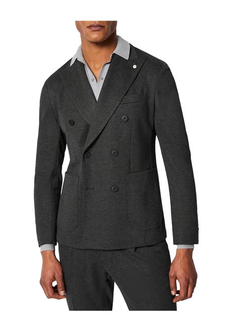 Giacca L.B.M. 1911 uomo 284555719 Grigia doppiopetto jersey tecnico anti-piega linee pulite bottoni gommati personalizzati spacchi laterali L.B.M. 1911 | Giacche | 2845557192